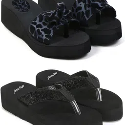 feens Stylish and Comfortable Trending Light Weight Printed Flipflop Combo of 2 Women Flip Flops-picture-19