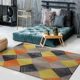 Buy Multicolor Wool Geometric 5 x 7 Feet Hand Tufted Carpet by Joyrugs by littlelooms image 1