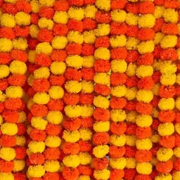 wdecor Artificial Marigold Flower for decoration Purpose pack of 15 orange & yellow Yellow, Orange, Red Marigold Artificial Flower image 2
