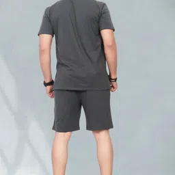 divra clothing Men Top & Shorts Set Grey Solid image 2