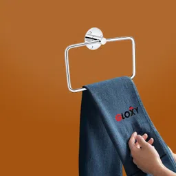 gloxy Square Shape Chrome Finish Stainless Steel Napkin Ring/Towel Ring for Bathroom Silver Towel Holder-picture-27