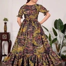 ayesha fashion Printed Crepe Stitched Flared/A-line Gown image 4