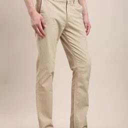 turtle Men Tapered Beige Cotton Blend Trousers image 4