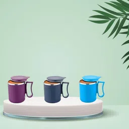 scm Coffee, Tea & Milk with Lid Insulated Stainless Steel Inner Stylist 300ml Stainless Steel, Plastic Coffee Mug-picture-14