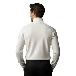 zakod Men Solid High Neck White Sweater image 2