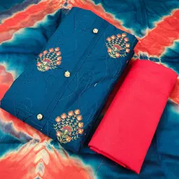 ishika creation Unstitched Cotton Blend Kurta & Churidar Material Embroidered-picture-20