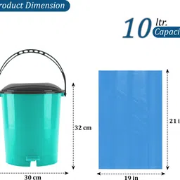 kuber industries 10 L Pedal Dustbin & Garbage Bag 19x21 In (Blue - 1 Roll) | 505 - Mint Green Plastic Dustbin image 2