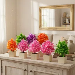 deb collection Bonsai Multicolor Wild Flower Artificial Flower with Pot image 4