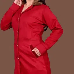 lime n lemon Fleece Solid Coat For Women image 4