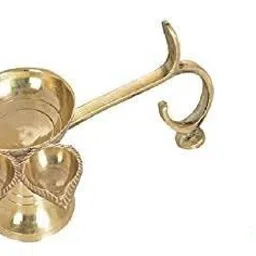 Decrative Panch Deepak Aarti Diya with Brass Pooja Bell/Ghanti Set of 2 Pcs, Five Face Jyoti Stand Diya with Handle for Diwali Home Decor Brass (Pack of 2) Table Diya Set-image-58