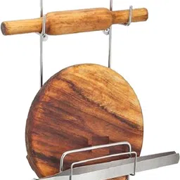 world of shoppee Chakla/Belan Kitchen Rack Stainless Steel Chakla Belan Stand Steel image 5