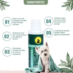 tail & collar club Anti Tick and Flea Shampoo 200ml + Bathing and Grooming Hand Brush Flea and Tick, Allergy Relief, Anti-itching Eucalyptus Dog Shampoo image 4