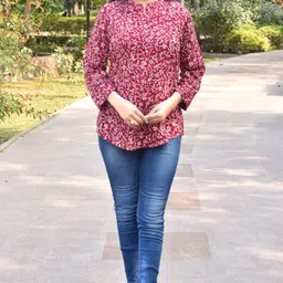 fancify Casual Regular Sleeves Floral Print Women Red Top image 5