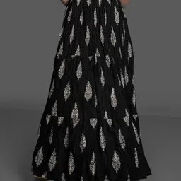 prabha handprints Women Printed Flared Black Skirt-picture-18