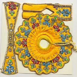 Shrisanwaliya Laddu gopal dress, size for 2 laddu gopal ji, (Yellow) Silk Dress-image-2