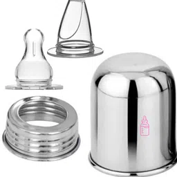 pgd Stainless Steel Baby Feeding Bottle with Sipper and Nipple - 300 ml image 4