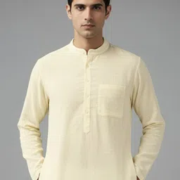 univibe Men Solid Pure Cotton Straight Kurta image 5