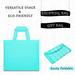 homestic Pack of 4 Smile Foldable Grocery/Shopping Bags For Women | Blue & Red Pack of 4 Grocery Bags image 4