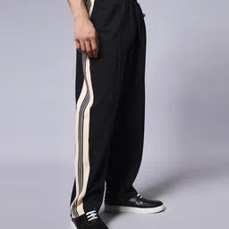 valley Men Striped Black, Beige Track Pants image 4