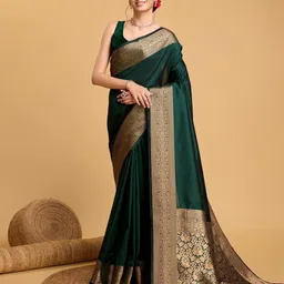 gratham Woven, Paisley Banarasi Jacquard, Silk Blend Saree image 1