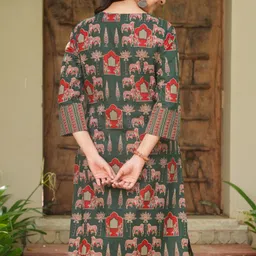 aramya Women Abstract Pure Cotton Straight Kurta image 2