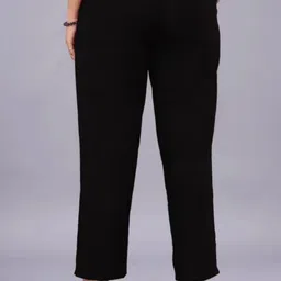 solid stitching Pack of 2 Women Regular Fit Black, White Pure Cotton Trousers image 2