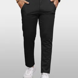 vebnor Men Regular Fit Black Lycra Blend Trousers-picture-25