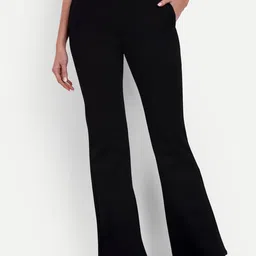 next one Women Flared Black Lycra Blend Trousers-picture-22