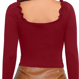 london belly Casual Regular Sleeves Solid Women Maroon Top image 2