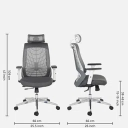 ardasinterior Spider Breathable Mesh Ergonomic Chair in Grey Colour with Headrest Mesh Office Adjustable Arm Chair image 3