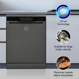 godrej DWF EON VES 12B UTI GPGR Free Standing 8 Place Settings Intensive Kadhai Cleaning, No Pre-rinse Required Dishwasher With Anti-Germ Crystal Light powered by UV Technology, Extra Hygiene Function, Perfect for Indian Kitchen, A+++ Energy rating Dishwasher image 2