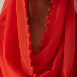 fmtrendspassion Chiffon Solid Red Women Dupatta image 3