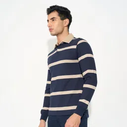 peregrine by pantaloons Men Full Sleeve Striped Sweatshirt image 3