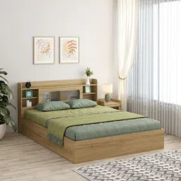 mintwud from pepperfry Cavour Queen Size Bed in Santana Oak Finish with Box Storage-picture-49