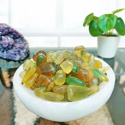 9dzine Multi Fluorite Tumble Stone 100 Gm,Multi Fluorite Crystal Stone Pebble for Vastu Polished Asymmetrical Crystal Stone image 3