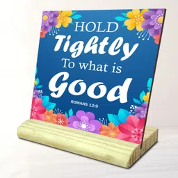 ar creative Hold Tightly - Bible Verse Wooden Table Decorative Item Decorative Showpiece - 14.224 cm image 1