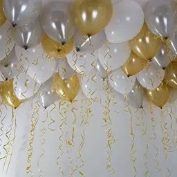 mosclue Solid Hd/Metalic 100 Balloons Gold,White,Silver For Kids/Adult/Party/Birthday Decor Balloon image 1