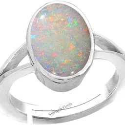 kushmiwal gems 9.25 Ratti White Rashi Fire Opal Loose Gemstone Sterling Silver 925 Adjustable Sterling Silver Opal Silver Plated Ring-picture-10