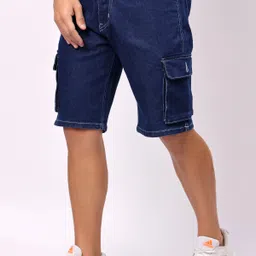 london hills Solid Men Denim Dark Blue Denim Shorts image 2