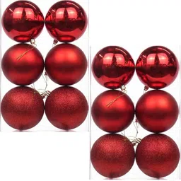 vibgyor products New_Christmas Big Ball Ornaments (Pack of 12 with 3 Different Patterns) Balls Pack of 12-picture-15