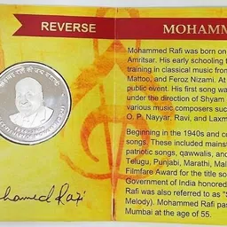 marudhararts Mohammed Rafi Centenary Commemorative Sliver Proof Coin Treasure- Kolkata mint. Modern Coin Collection image 3