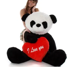 vaishno 3 Feet Stuffed Spongy Hug-gable Panda Teddy Bear With I Love You Heart - 90 cm image 3
