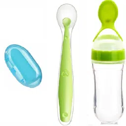 drishti Combo of 3 Item-Spoon Bottle 1 Pcs ,Flinger Brush 1 Pcs With 1 Pcs Silicon Spoon - Silicone-picture-23