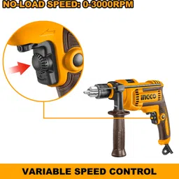 ingco 710W Impact Drill with Hammer Function, Variable Speed Control, Hammer Drill image 4