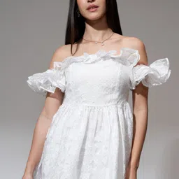 tokyo talkies Women Fit and Flare White Mini/Short Dress image 1