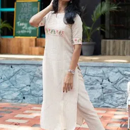 elepants Women Khadi Cotton Kurti Pyjama Set-picture-10