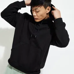Men Full Sleeve Solid Hooded Sweatshirt-image-0