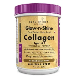 HealthyHey Nutrition Skin Support - Glow-n-Shine Collagen Power 200g | Hydrolysed Collagen for Women and Men with Hyaluronic Acid, Biotin and Vitamin C for Healthy Skin, Hair and Nails - (Jaljeera, 200gm)-image-83