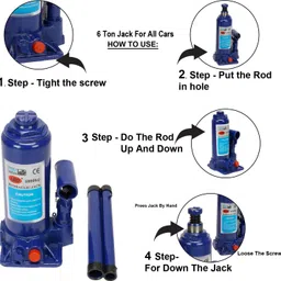 ekrash 6 TON HYDRAULIC VEHICLE JACK, 4 BLACK VALVE CAP Combo image 4