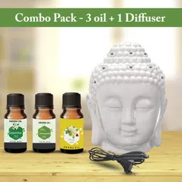 PEEPRESION A1-Ceramic Electric Buddha Head Diffuser With 3_Fragrance Scented Oil (10Ml Each Home, Office, Temple, Hotel, Club Diffuser image 2